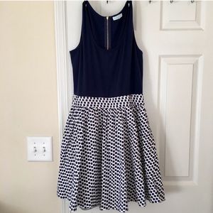 Francescas Jun & Ivy Navy Blue And White Dress L